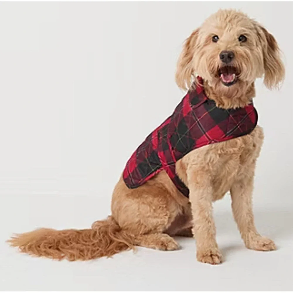 St Johns Bark‎ Pet Apparel Dog Jacket Quilted  XXL Navy Blue w/ white Polka Dot
